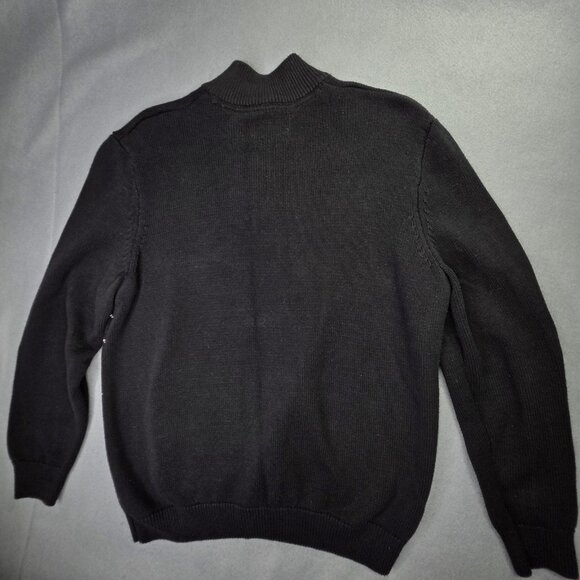Chaps Sweater Mens Large Black Mock Neck 3-Button Fair Isle Polar Bear Cotton - Picture 5 of 9